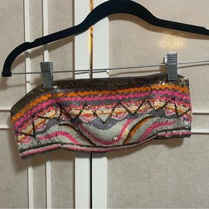 Urban Outfitters sequin beaded bralette tube top crop top bandeau S